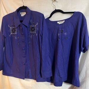 Great Cavalier by St Paul Purple Embroidered 2 Piece Medium Top Set (Z01)